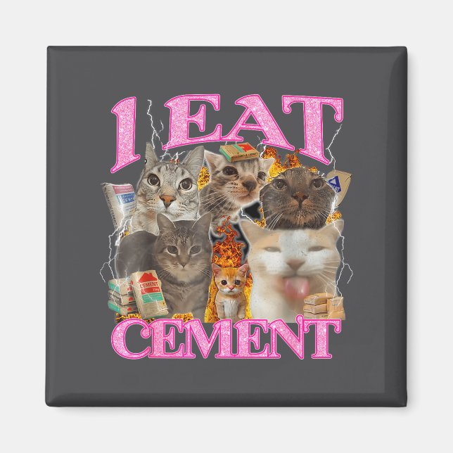 Íman Funny Cat Meme I Eat Cement Japanese Quote Animal  (Frente)