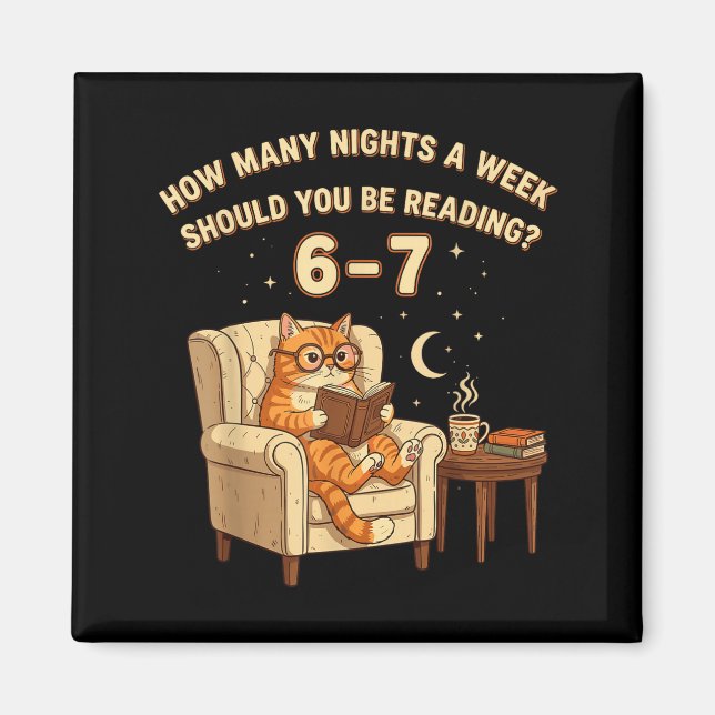 Íman Funny Cat Reading 6-7 Meme Englieacher Book Lover  (Frente)