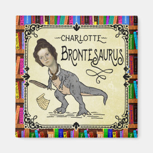 Íman Funny Charlotte Bronte Surus Dinossaur Book Reader