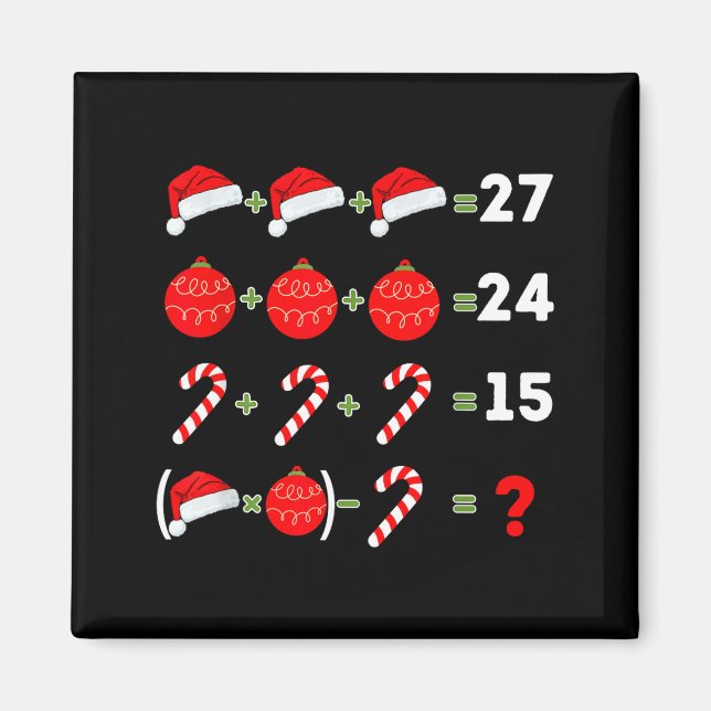 Íman Funny Christmas 6 7 Puzzle Santa Hat Ornament Cand (Frente)