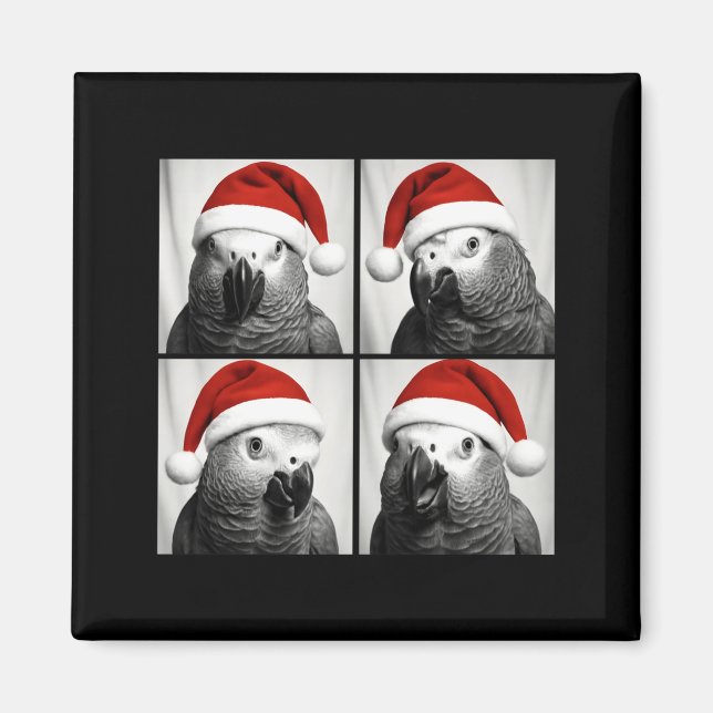 Íman Funny Christmas African G Parrot Santa Photo Booth (Frente)