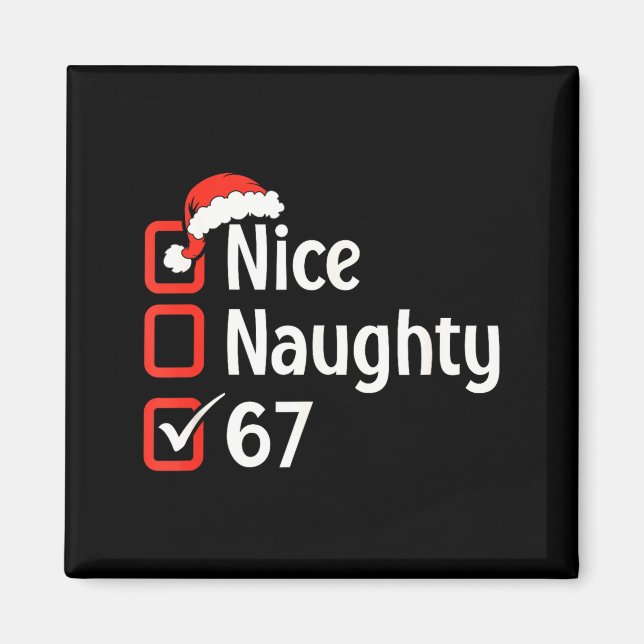Íman Funny Christmas Checked List Nice Naughty 6 7 Meme (Frente)