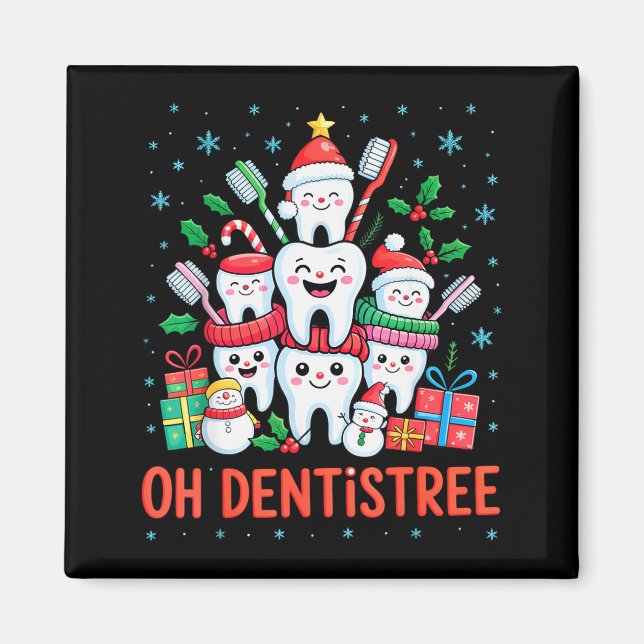 Íman Funny Christmas Dentist Xmas Dental Oh Dentistree  (Frente)