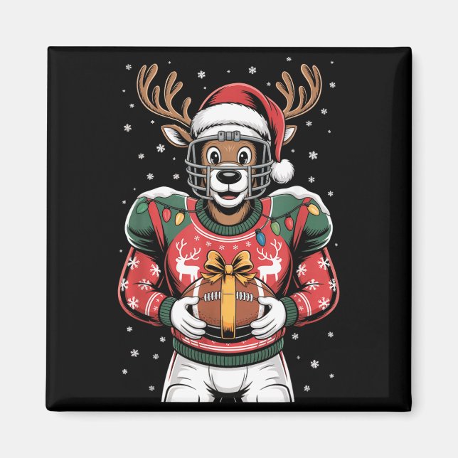 Íman Funny Christmas Football Reindeer  (Frente)