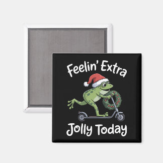 Íman Funny Christmas Frog Feeling Extra Jolly Today