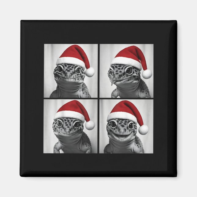 Íman Funny Christmas Leopard Gecko Santa Photo Booth  (Frente)