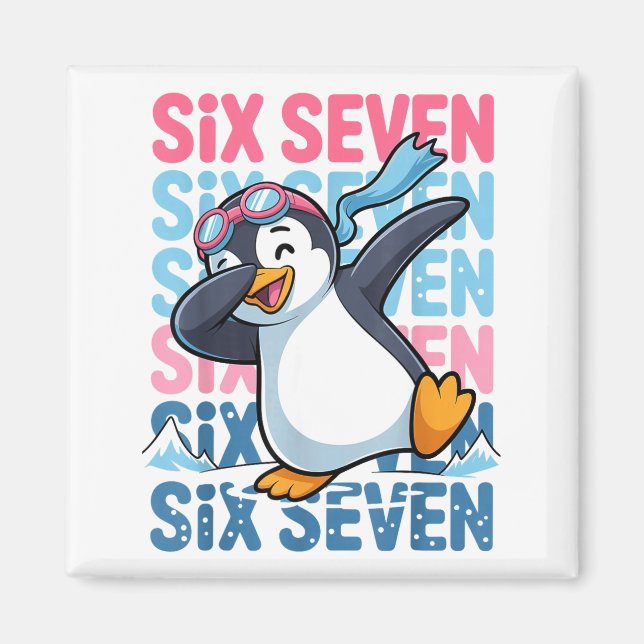 Íman Funny Christmas Penguin Dabbing Xmas Dab Six Seven (Frente)