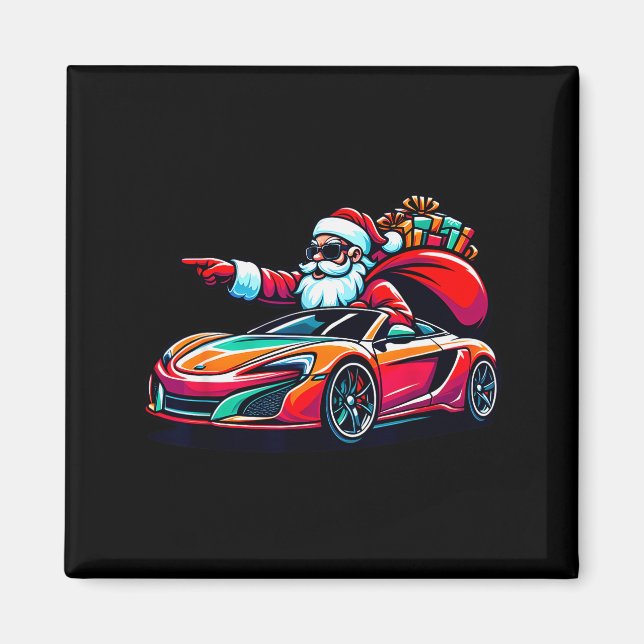 Íman Funny Christmas Santa Claus Driving Srt Car Xmas P (Frente)
