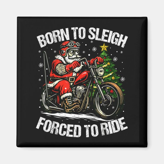 Íman Funny Christmas Santa Riding Motorcycle Bike Biker (Frente)