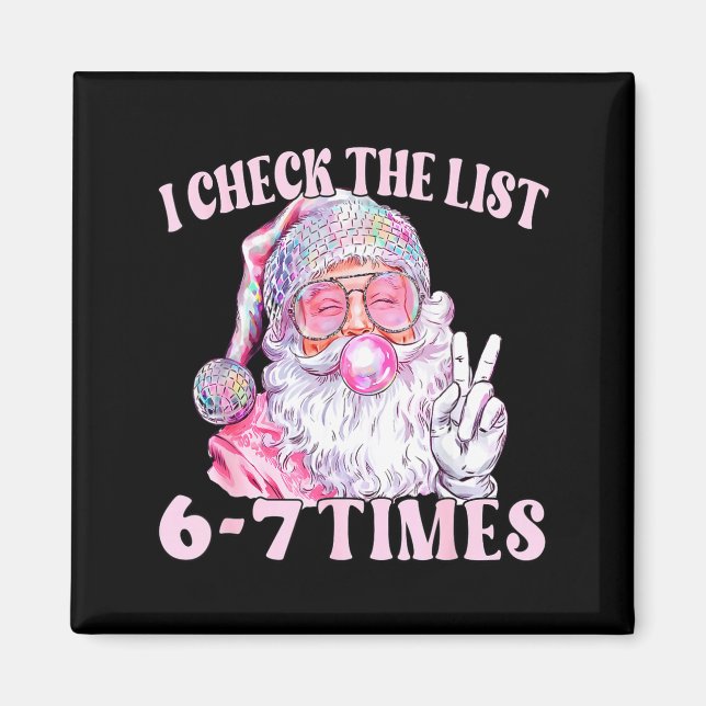 Íman Funny Christmas Six Seven Meme Santa I Check List  (Frente)