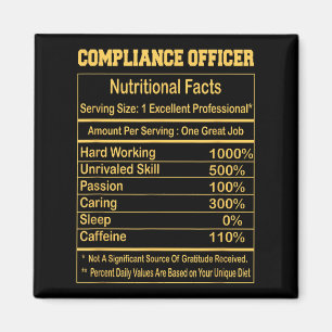 Íman Funny Compliance Officer Nutritional Facts Motivat