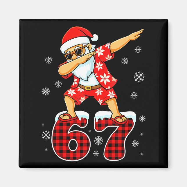 Íman Funny Cool Dabbing Santa Hawaii 67 Meme Christmas  (Frente)