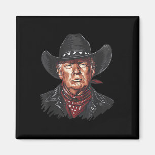 Íman Funny Cowboy Western Donald Trump Us Flag 2024
