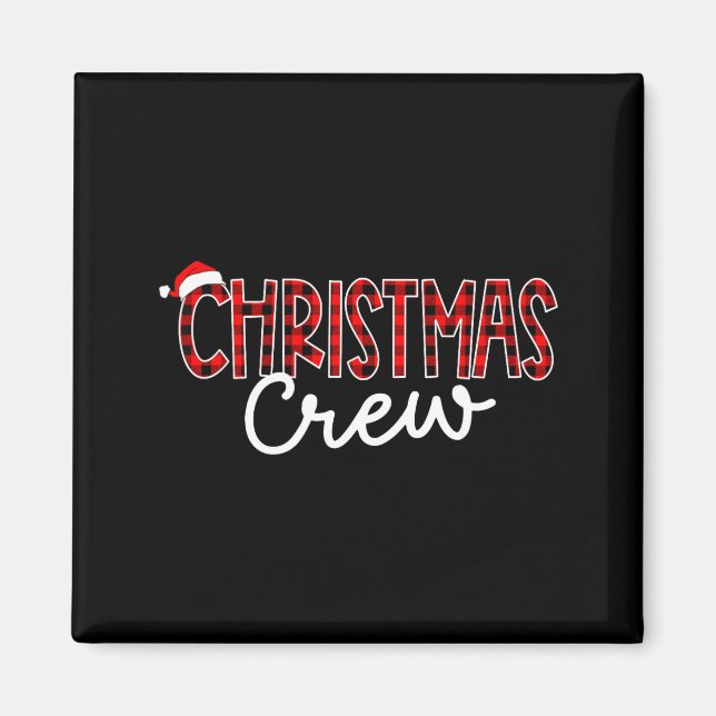 Íman Funny Crew Santa Hat Christmas Red Plaid Xmas Fami (Frente)