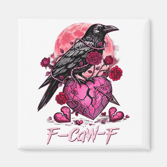 Íman Funny Crow F-caw-f Valentines Day Black Bird Fcawf (Frente)