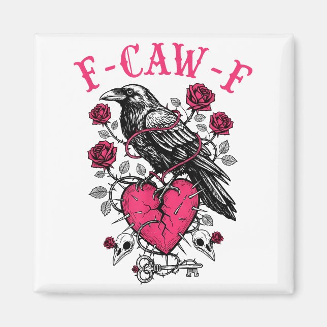 Íman Funny Crow F-caw-f Valentines Day Black Bird Fcawf (Frente)