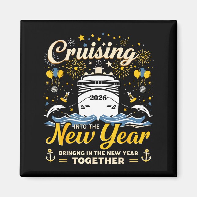 Íman Funny Cruising Into 2026 New Year Matching Family  (Frente)