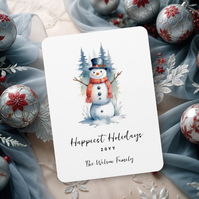 Íman Funny Cute MInimalist Snowman Frosted Forest (Funny Cute MInimalist Snowman Frosted Forest Christmas Magnets.)
