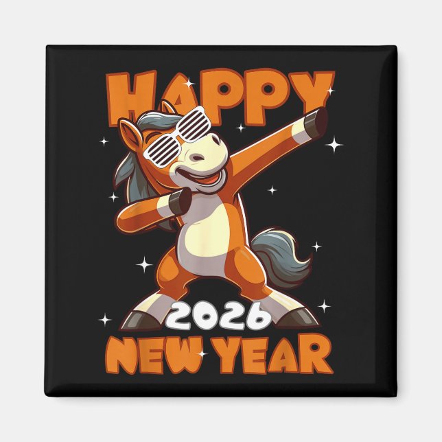 Íman Funny Dabbing Horse Happy Lunar New Year 2026 Year (Frente)