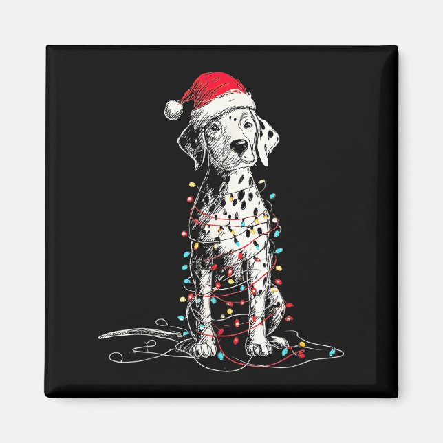 Íman Funny Dalmatian Christmas Graphics Dog Lights Love (Frente)