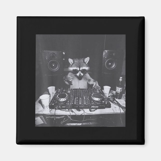 Íman Funny Dj Raccoon House Party Sound Tech Music Tras (Frente)