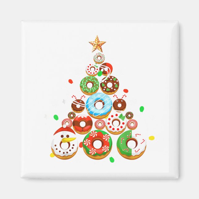 Íman Funny Donuts Christmas Tree Lights Xmas Pjs Boys K (Frente)