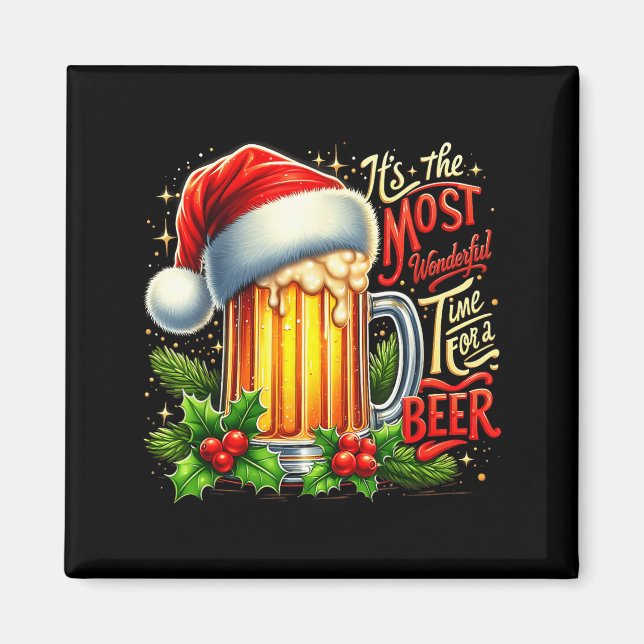Íman Funny Drinking Christmas Santa Beer Lovers Trend N (Frente)