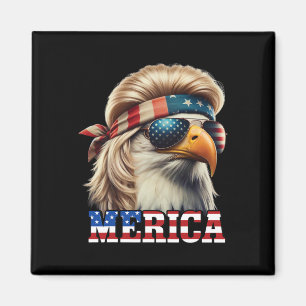 Íman Funny Eagle Merica 4 de julho Loira Wig Mullet Fun