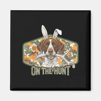 Íman Funny easter labrador retriever on the hunt bunny