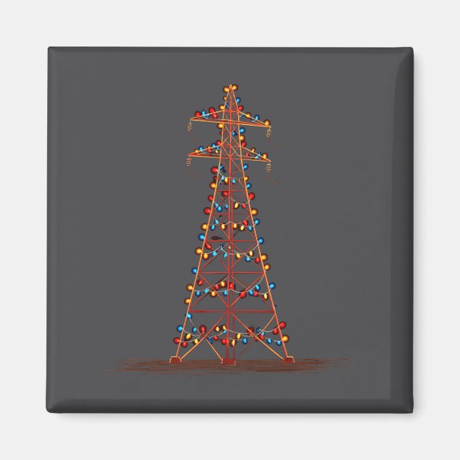Íman Funny Electric Pylon Christmas Graphics Lights Lov (Frente)