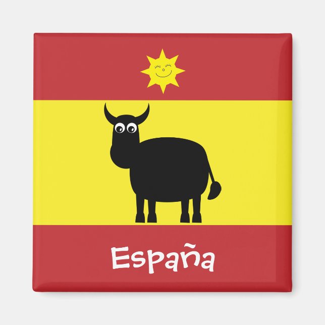 Íman Funny espanhola Bull & Sun España Flag Magnet (Frente)
