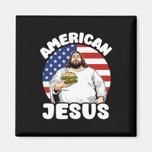Íman Funny Fat American Jesus Hamburger Sarcástico 4º O