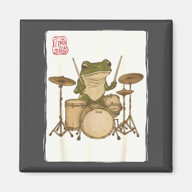 Íman Funny Frog Drum Rock Music Kawaii Japanese  (Frente)