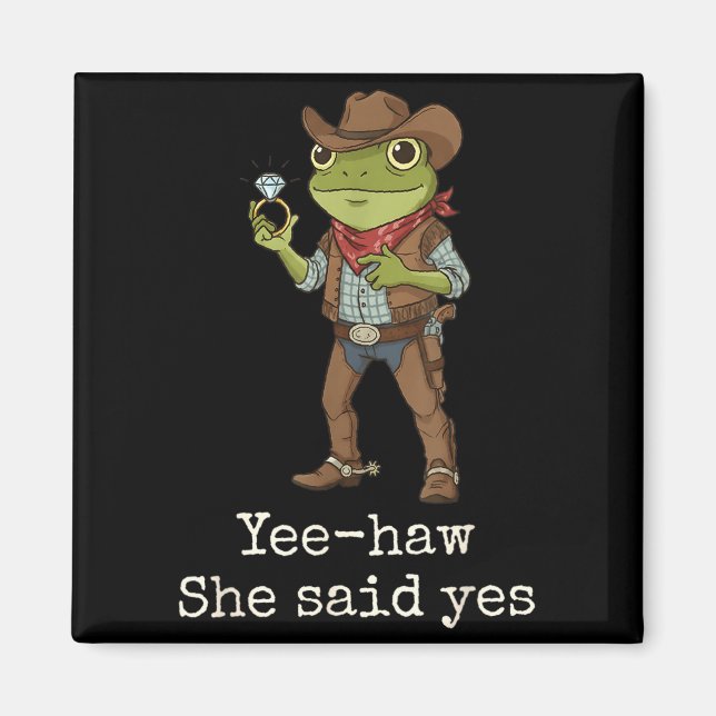 Íman Funny Frog Western Engagement Matching Couples Tee (Frente)