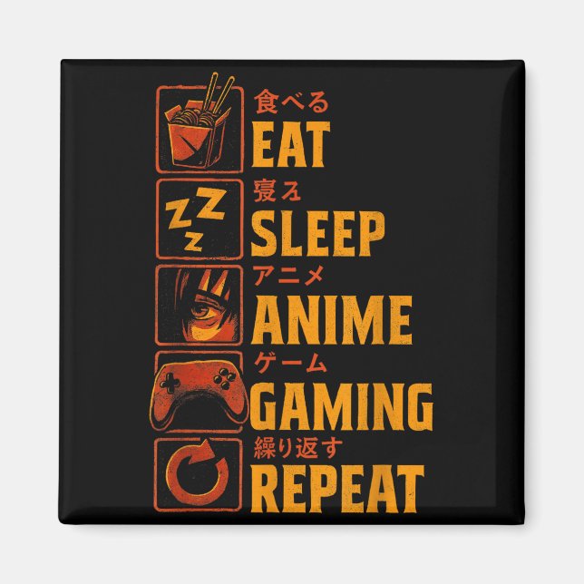 Íman Funny Gamer Anime Graphic Tee Men Boys Teens Video (Frente)