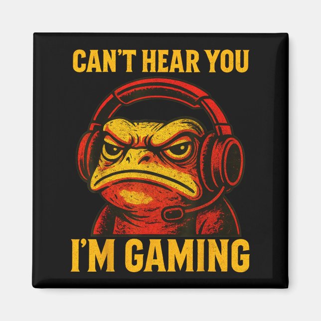 Íman Funny Gamer Frog Men Women Boys Can't Hear You Vid (Frente)