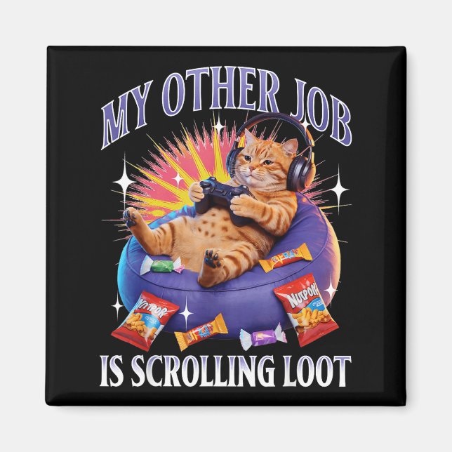 Íman Funny Gaming Gamer Cat  (Frente)