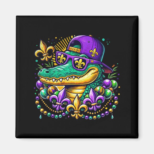 Íman Funny Gator Mardi Gras  (Frente)