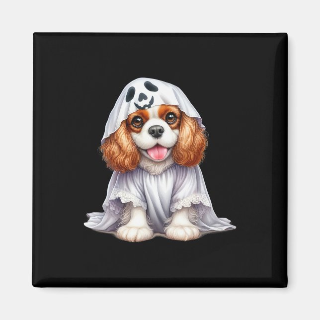 Íman Funny Ghost Cavalier King Charles Spaniel Dog Love (Frente)