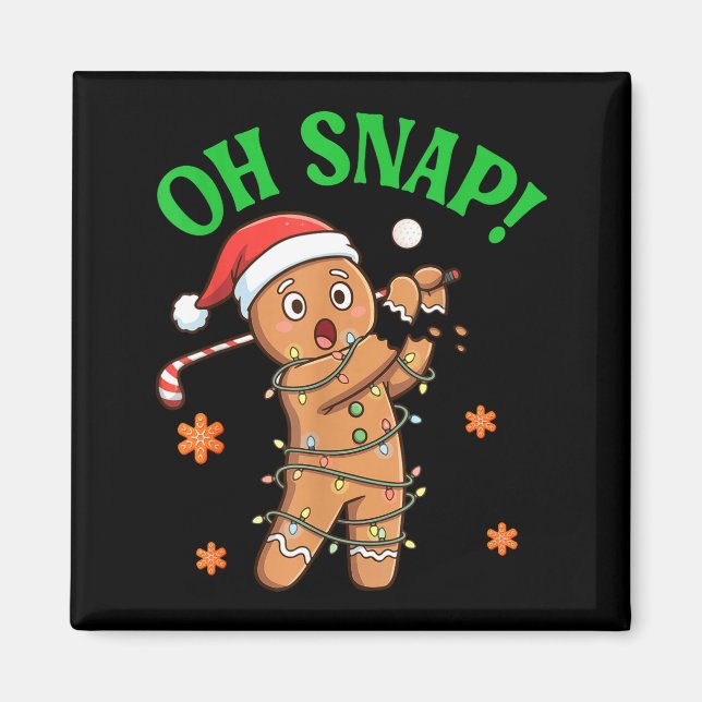 Íman Funny Gingerbread Golf Christmas Cookie Oh Snap Sa (Frente)