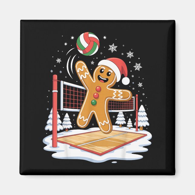 Íman Funny Gingerbread Volleyball Player Christmas  (Frente)