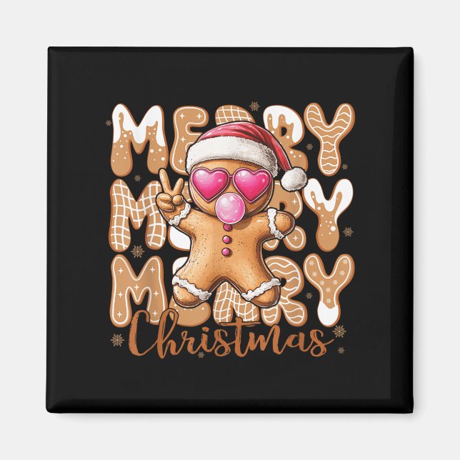Íman Funny Gingerpão Cookie Sinal de Feliz de Paz Ch (Frente)