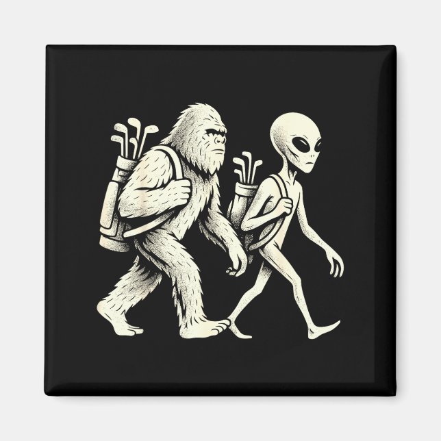 Íman Funny Golf Bigfoot Sasquatch Alien Ufo Golfer  (Frente)