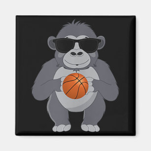 Íman Funny Gorilla Vestindo Pulmões Jogando Basquete T