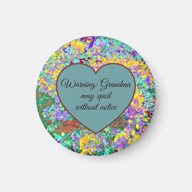 Íman Funny Grandma Magnet – Abstract Floral Heart (Frente)