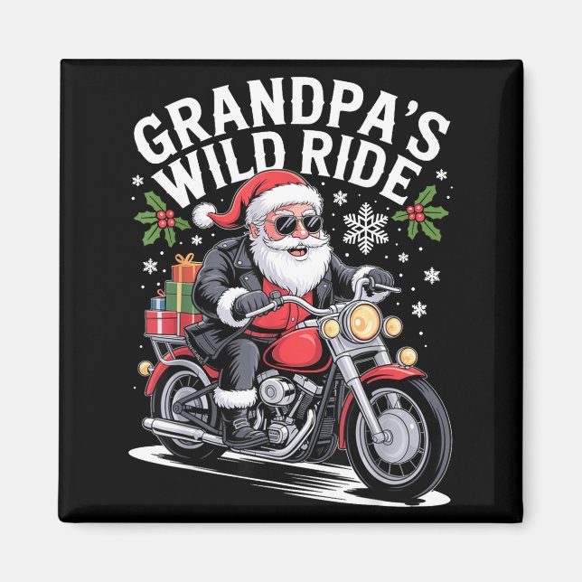 Íman Funny Grandpa's Biker Ride Christmas Motorcycle Sa (Frente)