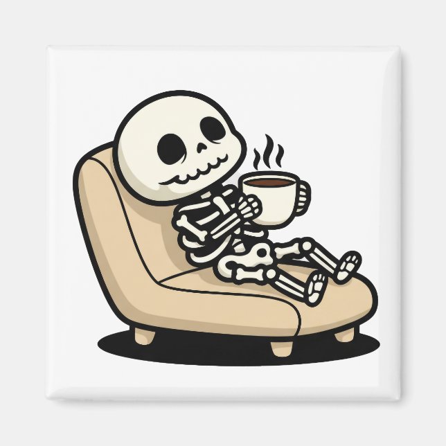 Íman Funny Grim Reaper Drinking Coffee | "Dead Inside"  (Frente)