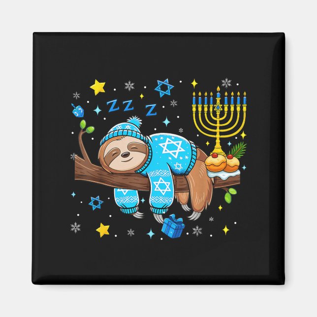 Íman Funny Hanukkah Sloth Jewish Chanukah Sleeng Hanukk (Frente)