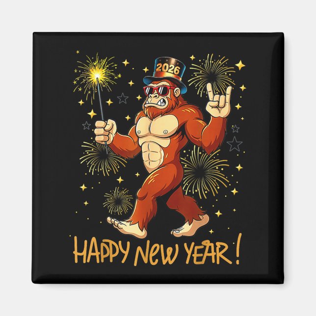 Íman Funny Happy New Year 2026 Bigfoot Lovers New Years (Frente)