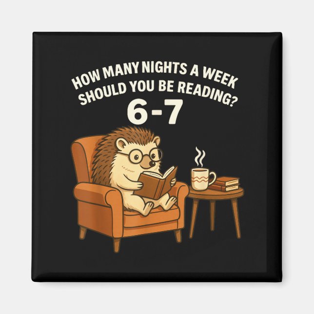 Íman Funny Hedgehog Reading Book 67 Six Seven Meme  (Frente)